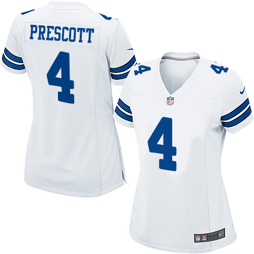 Women's Game Dak Prescott Nike Jersey White Road - #4 NFL Dallas Cowboys